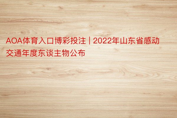 AOA体育入口博彩投注 | 2022年山东省感动交通年度东谈主物公布