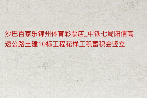 沙巴百家乐锦州体育彩票店_中铁七局阳信高速公路土建10标工程花样工积蓄积会竖立