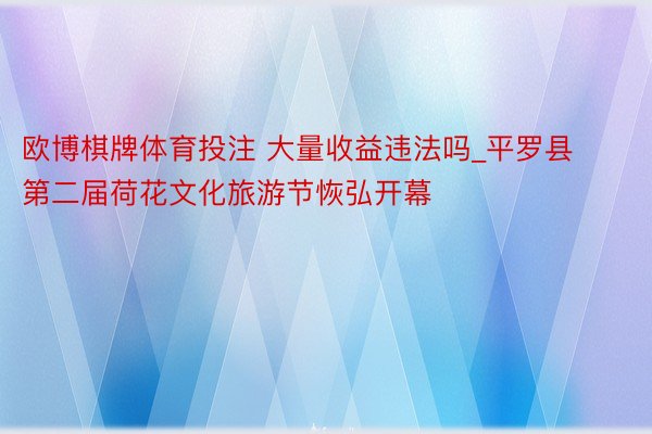 欧博棋牌体育投注 大量收益违法吗_平罗县第二届荷花文化旅游节恢弘开幕