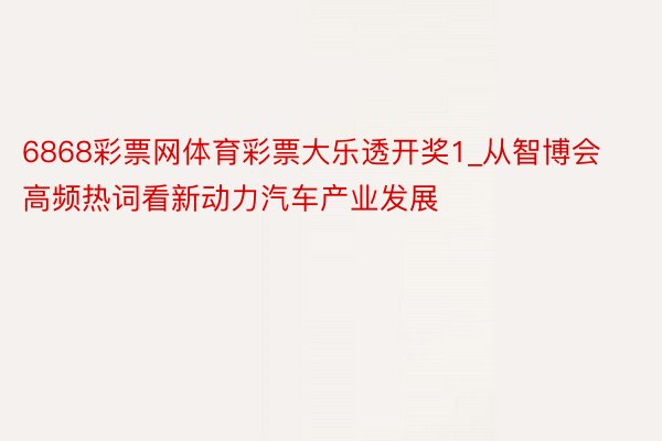 6868彩票网体育彩票大乐透开奖1_从智博会高频热词看新动力汽车产业发展