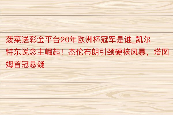 菠菜送彩金平台20年欧洲杯冠军是谁_凯尔特东说念主崛起！杰伦布朗引颈硬核风暴，塔图姆首冠悬疑