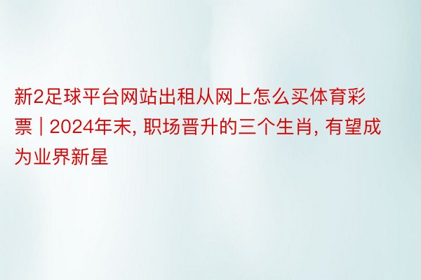 新2足球平台网站出租从网上怎么买体育彩票 | 2024年末, 职场晋升的三个生肖, 有望成为业界新星