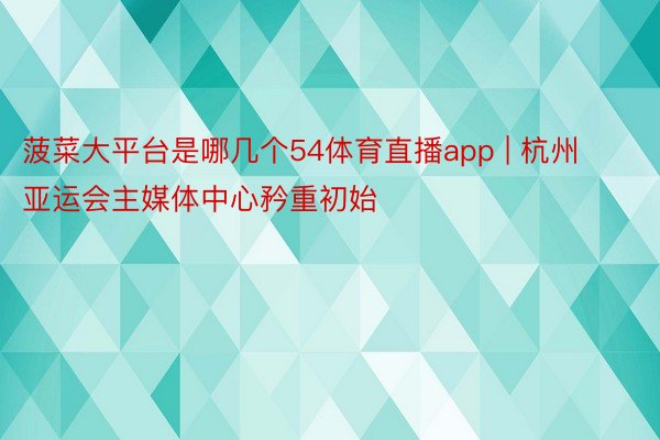 菠菜大平台是哪几个54体育直播app | 杭州亚运会主媒体中心矜重初始